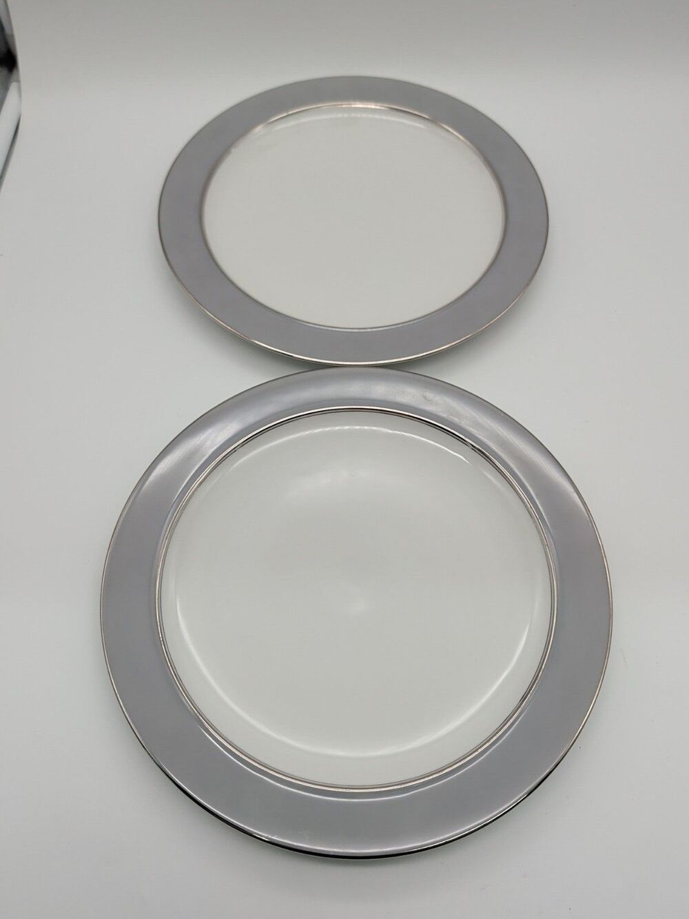 Easterling Majestic Dinner Plates Grey Platinum Trim Germany